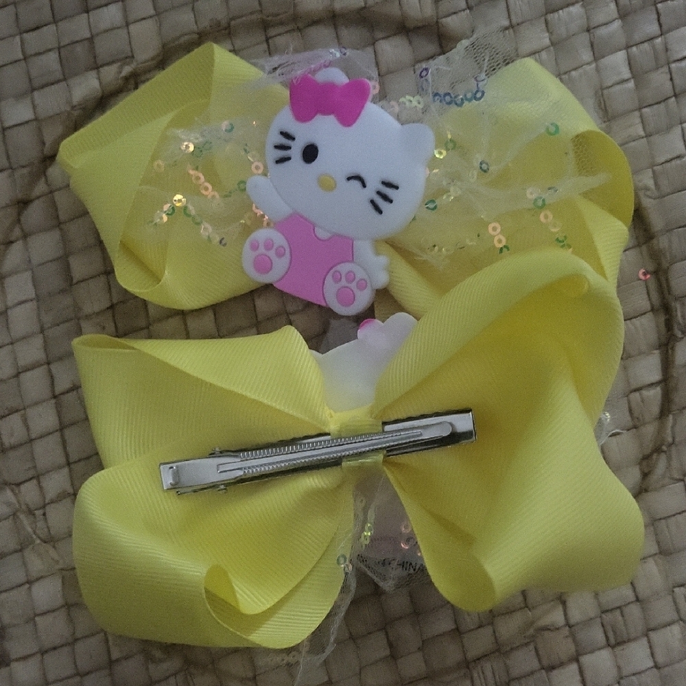 Yellow Hello Kitty Hair Bow for Kids - Picture 2 of 2